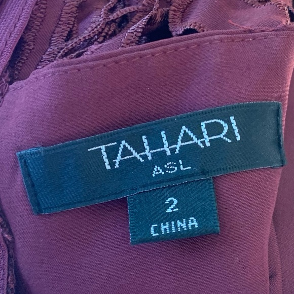 Tahari Maroon Floral Appliqué Dress - Picture 2 of 2